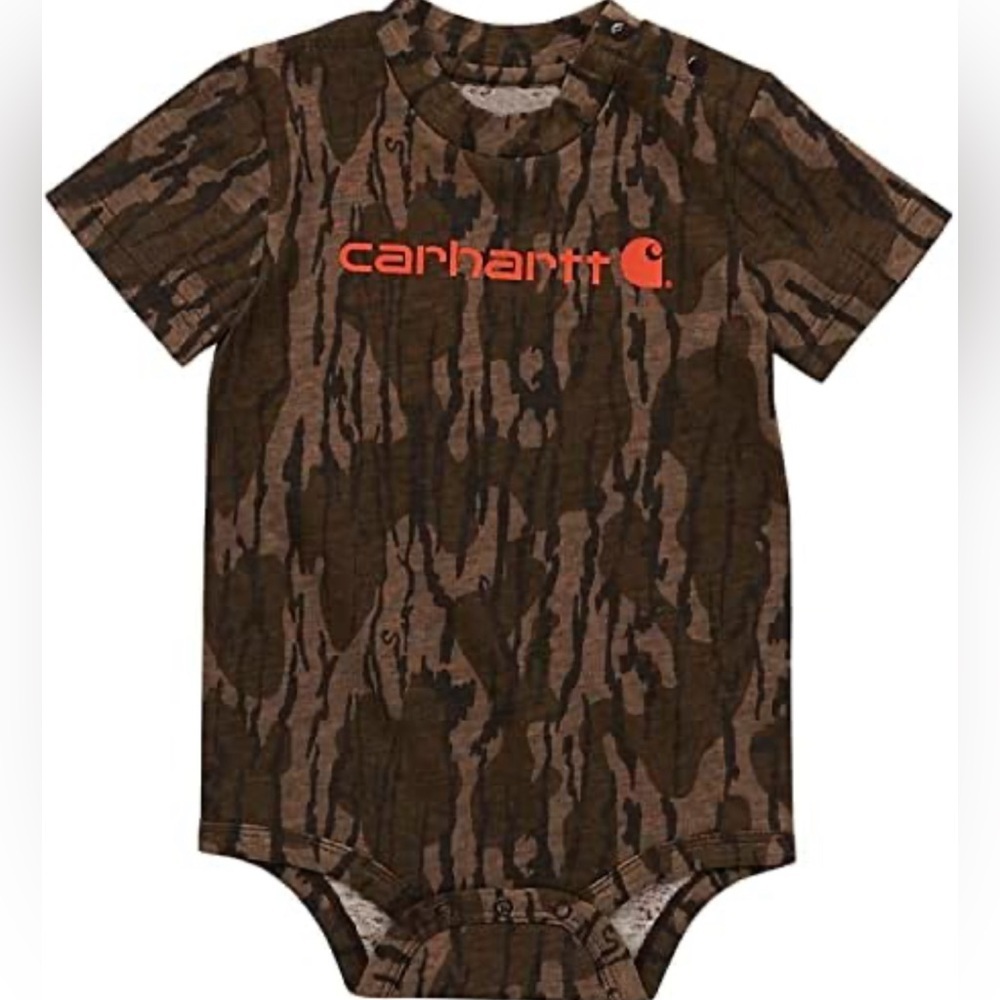 Carhartt Short Sleeve Baby Bodysuit. Rib-knit c
